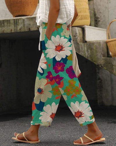 Women's Floral Art Loose Casual Pants