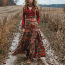 Load image into Gallery viewer, Women's Vintage V-neck Bohemian Pastoral Style Long-sleeve Maxi Long Dress