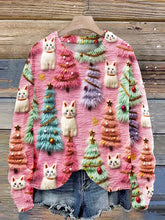 Load image into Gallery viewer, Christmas Tree Cute Cat 3D Print Knit Pullover Sweater