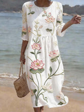 Load image into Gallery viewer, Women's Casual Floral Print Round Neck Dress