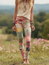 Load image into Gallery viewer, Floral Patchwork Print Casual Leggings