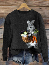 Load image into Gallery viewer, A Good Harvest Bunny Embroidery Art Cozy Knit Sweater