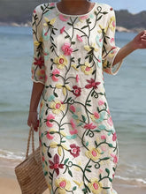 Load image into Gallery viewer, Women's Casual Floral Print Round Neck Dress