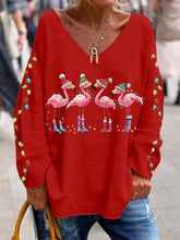 Load image into Gallery viewer, Women's Christmas Flamingo Print Casual Top