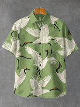 Load image into Gallery viewer, Men's Red-crowned Crane Japanese Art Print Short Sleeve Shirt