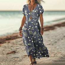 Load image into Gallery viewer, Women's Floral Embroidery Pattern Linen Blend Dress