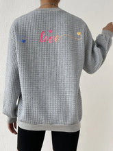Load image into Gallery viewer, Women's Rainbow Love Heart Waffle Sweatshirt Waffle Sweatshirt