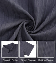 Load image into Gallery viewer, Men's Cotton And Linen Striped Jacquard Casual Loose Short-sleeved Shirt