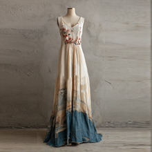 Load image into Gallery viewer, Women's Retro Simple Cherry Blossom Embroidery Sleeveless Dress