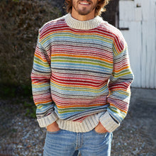Load image into Gallery viewer, Vintage Rainbow Stripe Knit Jacquard Crew Neck Sweater