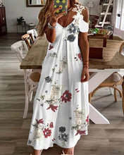 Load image into Gallery viewer, Casual Lace V-neck Floral Loose Dress