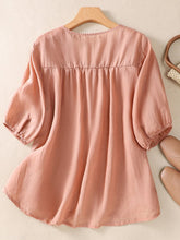 Load image into Gallery viewer, Mesh Embroidery V-Neck Loose Casual Shirt