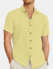 Load image into Gallery viewer, Men's Casual Cotton And Linen Solid Color Short-sleeved Shirts