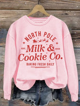 Load image into Gallery viewer, Women's Christmas Milk &amp; Cookie Co. Printed Casual Long-Sleeved Sweatshirt
