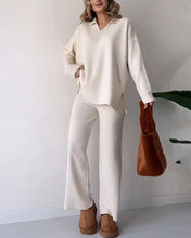 Load image into Gallery viewer, V-neck casual slit knitted two-piece set