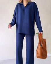 Load image into Gallery viewer, V-neck casual slit knitted two-piece set