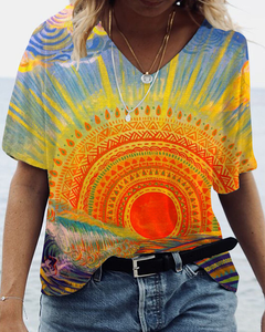 Retro Art Print Hippie Short Sleeve T-Shirt