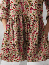 Load image into Gallery viewer, Women's Retro Floral Art Print Casual Cotton And Linen V-neck Top