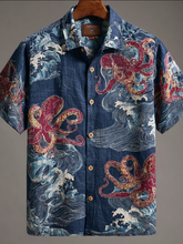 Load image into Gallery viewer, Men's Short-sleeve T-shirt With Ocean And Octopus Elements In Japanese Vacation Style