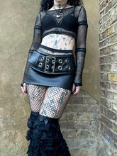 Load image into Gallery viewer, Dark Street Wide Belt Tight Faux Leather Mini Skirt