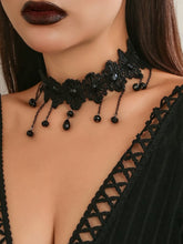 Load image into Gallery viewer, Halloween Gothic Dark Tassel Lace Choker