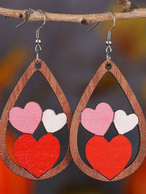 Load image into Gallery viewer, Valentine's Day Water Drop Love Earrings Wooden Earrings