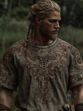 Load image into Gallery viewer, Viking-style Vintage Pattern Round-neck Short-sleeved T-shirt With A Retro Look