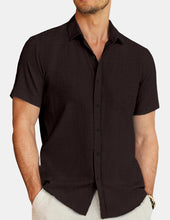Load image into Gallery viewer, Men's Casual Cotton And Linen Solid Color Short-sleeved Shirts