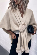 Load image into Gallery viewer, Solid Color Fur Ball Casual Knitted Shawl Cardigan