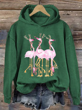 Load image into Gallery viewer, Women's Christmas Flamingo Print Casual Hoodie