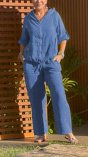 Load image into Gallery viewer, Casual Hooded Zipper Cotton and Linen Two-piece Suit