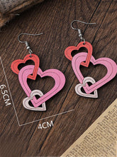 Load image into Gallery viewer, Valentine's Day Hollow Heart Series Wooden Earrings
