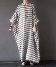 Load image into Gallery viewer, Casual Cotton Linen Stripe Loose Plus Size Long Dress