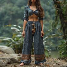 Load image into Gallery viewer, Women's Retro Ethnic Bohemia Style Loose Linen Pants