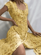 Load image into Gallery viewer, Women's Shift Dress  Short Sleeve Floral Button Front Print Summer