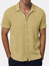 Load image into Gallery viewer, Men's Solid Color Casual And Comfortable Hidden Plaid Short-sleeved Shirt