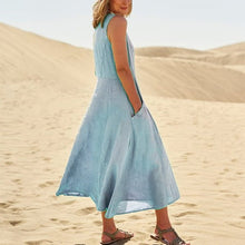 Load image into Gallery viewer, Women&#39;s Sleeveless Cotton And Linen Dress