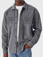 Load image into Gallery viewer, Men's Casual Corduroy Double Pocket Solid Color Long Sleeve Shirt