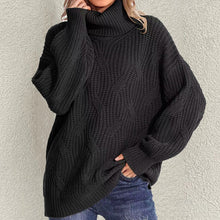 Load image into Gallery viewer, Retro Loose Turtleneck Cable Knitted Long Sleeve Sweater