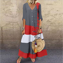 Load image into Gallery viewer, V-neck Short Sleeve Printed Long Dress