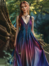 Load image into Gallery viewer, Vintage Viking Tribal Celtic Knot Gradient Art Linen Tank Dress