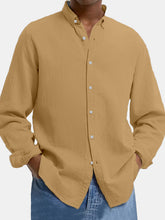 Load image into Gallery viewer, Men's Lapel Cotton And Linen Loose Casual Long-sleeved Shirt