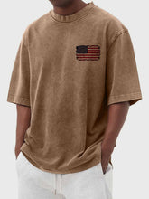 Load image into Gallery viewer, Men's Washed Vintage American Flag Print Short Sleeve T-Shirt