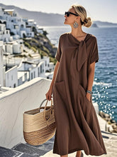 Load image into Gallery viewer, Women'S Solid Color Loose Cotton And Linen Pocket Dress