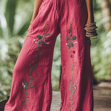 Load image into Gallery viewer, Bohemian Holiday Style Retro Linen Floral Ethnic Totem Print Casual Pants