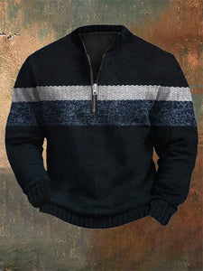 Men's Vintage Printed Casual Zipper Sweatshirt