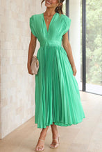 Load image into Gallery viewer, Hello Gorgeous Satin Pleated Midi Dress