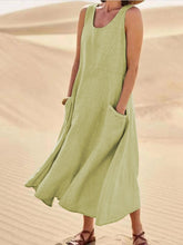 Load image into Gallery viewer, Women&#39;s Sleeveless Cotton And Linen Dress