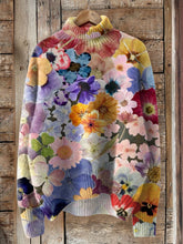 Load image into Gallery viewer, Vintage Lovely Floral Pattern Art Print Knit Turtleneck Pullover Sweater