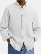 Load image into Gallery viewer, Men's Lapel Cotton And Linen Loose Casual Long-sleeved Shirt
